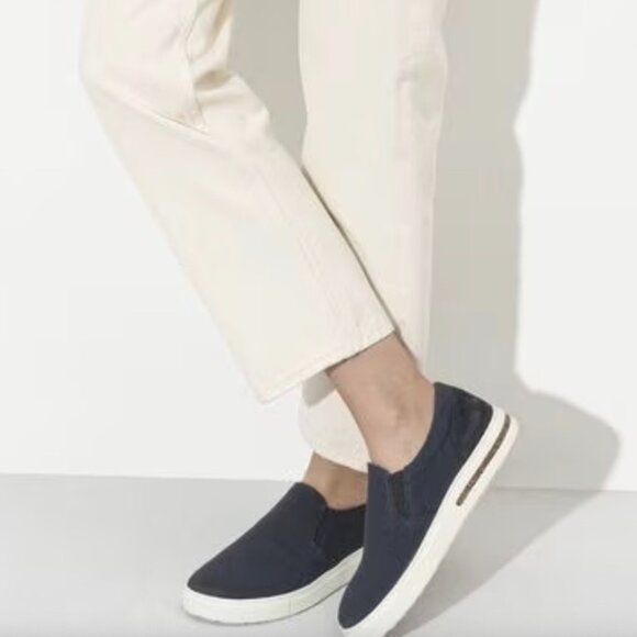 Birkenstock Wm's Canva Suede Slip on Oswego Midnight Blue Sz 37 New MSRP $145 - Picture 1 of 8